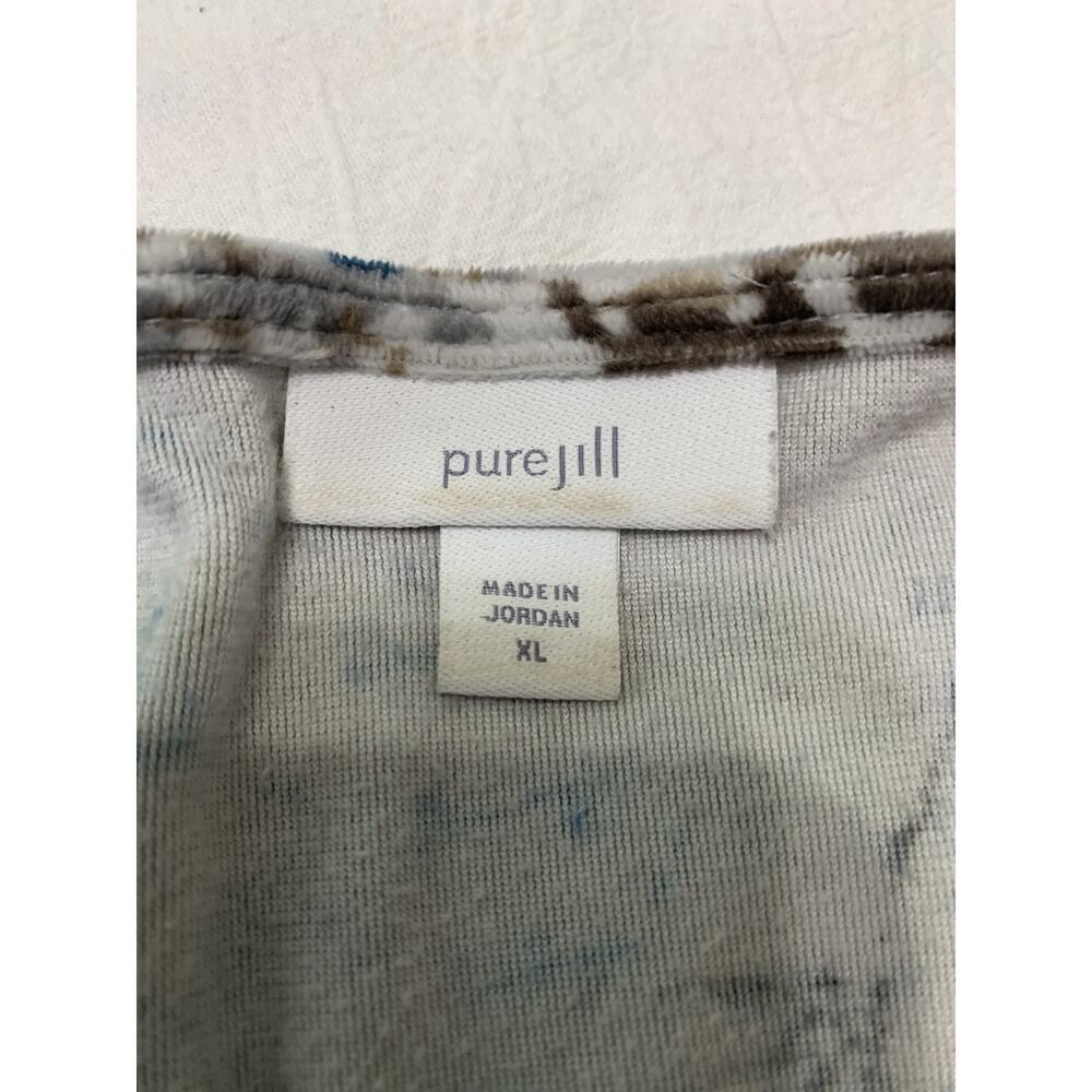 Pure Jill Velvet Velour Pullover Tunic Top XL Long Sleeve Floral COMFY - Picture 7 of 9